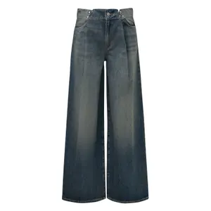 High Waist Wide Leg Distressed Jeans Women QS image-0