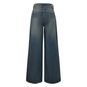 High Waist Wide Leg Distressed Jeans Women QS image-1