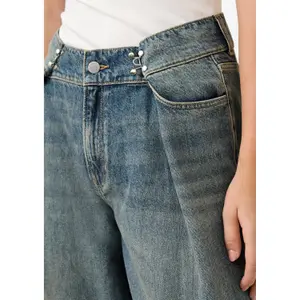 High Waist Wide Leg Distressed Jeans Women QS image-3