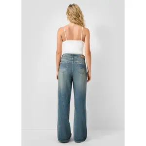 High Waist Wide Leg Distressed Jeans Women QS image-4