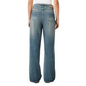 High Waist Wide Leg Distressed Jeans Women QS image-5