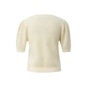 Short Sleeve Structured Pullover with Round Neck Women QS Regular Fit image-1