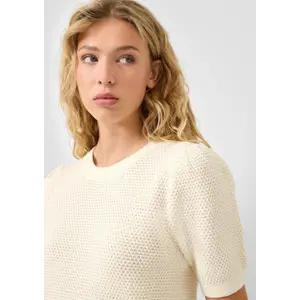 Short Sleeve Structured Pullover with Round Neck Women QS Regular Fit image-3