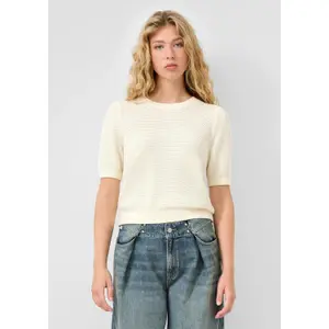 Short Sleeve Structured Pullover with Round Neck Women QS Regular Fit image-6