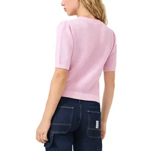Short Sleeve Structured Pullover with Round Neck Women QS Regular Fit image-5