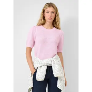 Short Sleeve Structured Pullover with Round Neck Women QS Regular Fit image-6