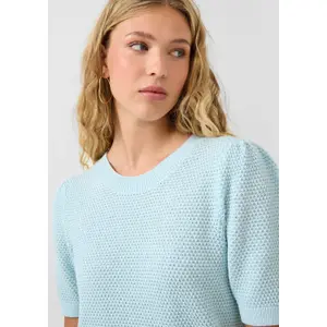 Short Sleeve Structured Pullover with Round Neck Women QS Regular Fit image-3