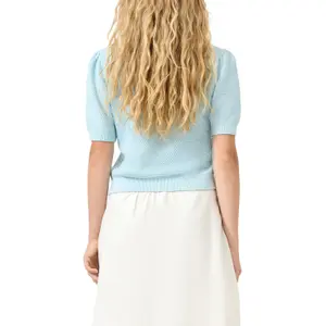Short Sleeve Structured Pullover with Round Neck Women QS Regular Fit image-5
