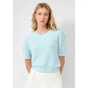 Short Sleeve Structured Pullover with Round Neck Women QS Regular Fit image-6