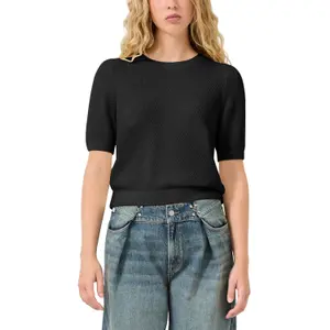 Short Sleeve Structured Pullover with Round Neck Women QS Regular Fit image-2