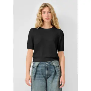 Short Sleeve Structured Pullover with Round Neck Women QS Regular Fit image-6