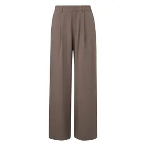 Women's High-Waisted Pleated Wide-Leg Trousers QS image-0