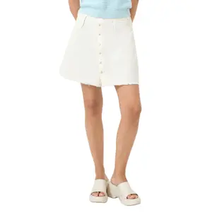 Women’s Pleated Chevron Button Mini Skirt QS image-2
