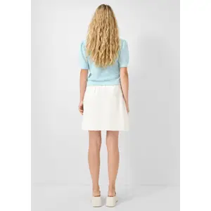 Women’s Pleated Chevron Button Mini Skirt QS image-4