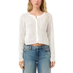 Delicate Openwork Pattern Cardigan Women QS image-2