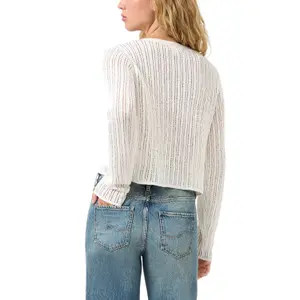Delicate Openwork Pattern Cardigan Women QS image-5