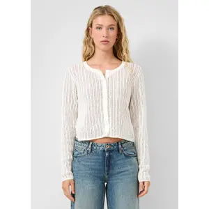 Delicate Openwork Pattern Cardigan Women QS image-6