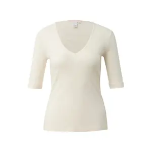 T-shirt slim σε βαμβάκι με βαθύ V λαιμόκοψη για γυναίκες QS image-0