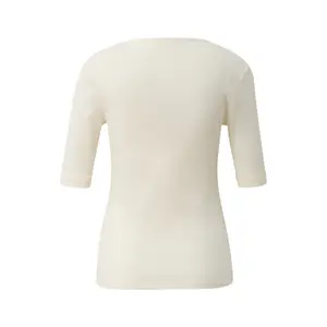 T-shirt slim σε βαμβάκι με βαθύ V λαιμόκοψη για γυναίκες QS image-1