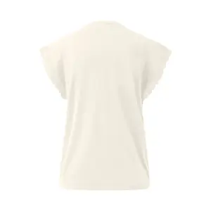 Γυναικείο Κοντομάνικο T-shirt από βαμβάκι με δαντελένιες λεπτομέρειες στους ώμους QS image-1