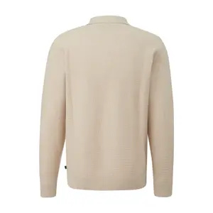 Textured Knit Long Sleeve Polo Shirt QS image-1