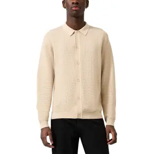 Textured Knit Long Sleeve Polo Shirt QS image-2
