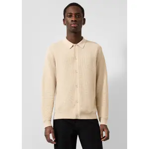 Textured Knit Long Sleeve Polo Shirt QS image-6