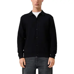 Textured Knit Long Sleeve Polo Shirt QS image-2