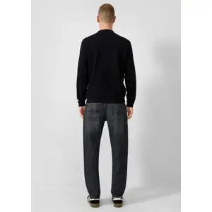 Textured Knit Long Sleeve Polo Shirt QS image-4
