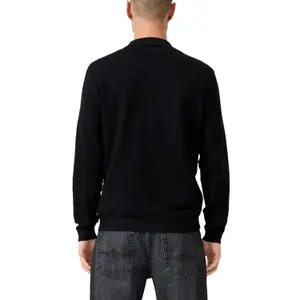 Textured Knit Long Sleeve Polo Shirt QS image-5
