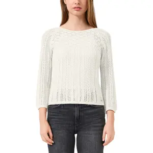 Loose Knit Pullover with Openwork Design Women's QS Slim Fit image-2