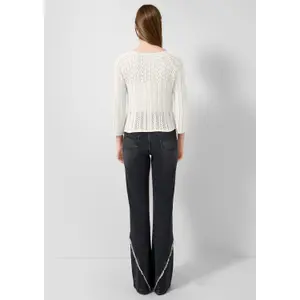 Loose Knit Pullover with Openwork Design Women's QS Slim Fit image-4