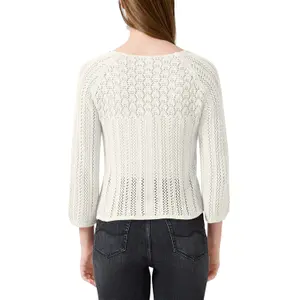 Loose Knit Pullover with Openwork Design Women's QS Slim Fit image-5