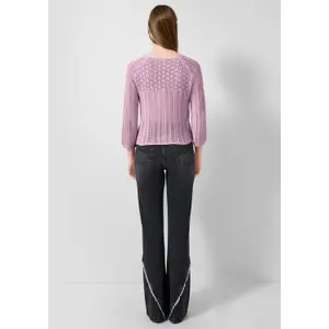 Loose Knit Pullover with Openwork Design Women's QS Slim Fit image-4