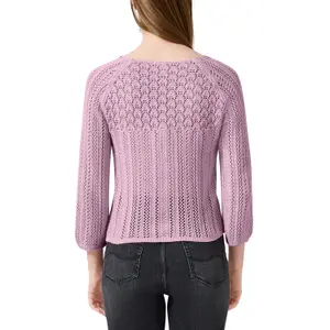 Loose Knit Pullover with Openwork Design Women's QS Slim Fit image-5