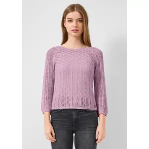 Loose Knit Pullover with Openwork Design Women's QS Slim Fit image-6