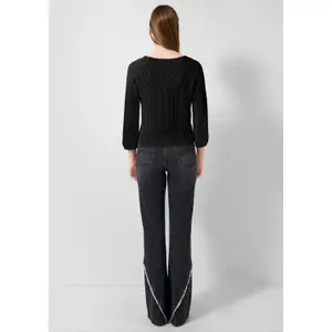 Loose Knit Pullover with Openwork Design Women's QS Slim Fit image-4