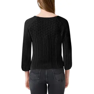 Loose Knit Pullover with Openwork Design Women's QS Slim Fit image-5