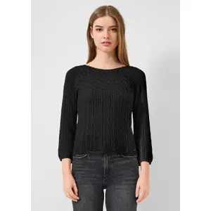 Loose Knit Pullover with Openwork Design Women's QS Slim Fit image-6
