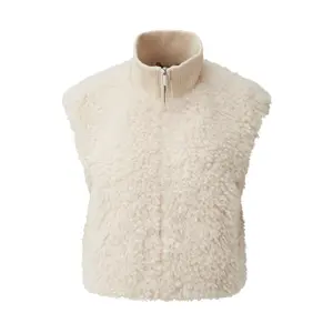 Faux Fur Vest Med Strikket Krave Kvinde QS image-0