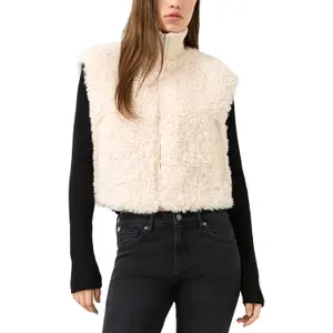 Faux Fur Vest Med Strikket Krave Kvinde QS image-2