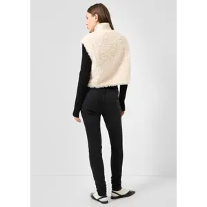 Faux Fur Vest Med Strikket Krave Kvinde QS image-4