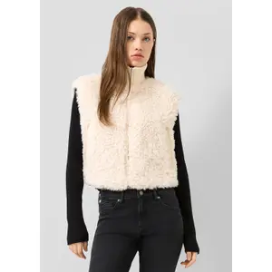 Faux Fur Vest Med Strikket Krave Kvinde QS image-6