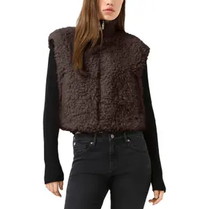 Faux Fur Vest Med Strikket Krave Kvinde QS image-2