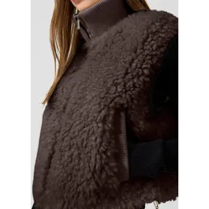 Faux Fur Vest Med Strikket Krave Kvinde QS image-3