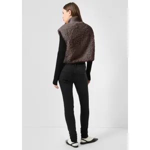 Faux Fur Vest Med Strikket Krave Kvinde QS image-4
