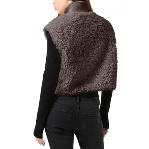 Faux Fur Vest Med Strikket Krave Kvinde QS image-5