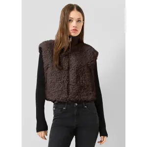 Faux Fur Vest Med Strikket Krave Kvinde QS image-6