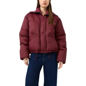 Casual Outdoor Padded Jacket with Integrated Knit Collar for Women QS image-2