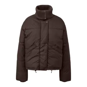Casual Outdoor Padded Jacket with Integrated Knit Collar for Women QS image-0
